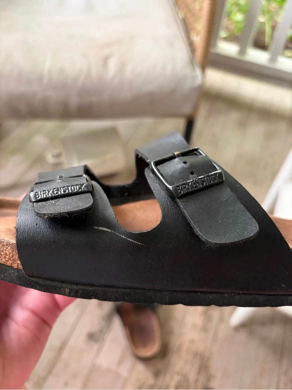 Birkenstock Black Leather Double Strap Slide Sandals Women’s Size 7